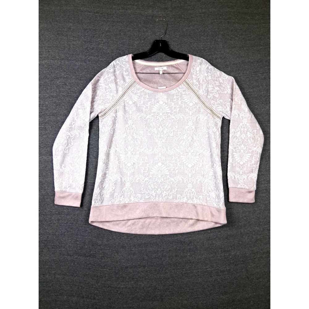 NEW Maurices Womens Sweatshirt L Pink Lace Overlay Soft‎ Grunge Coquette Pastel